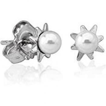 Pendientes Cies de Majorica en plata miniflor con perla blanca