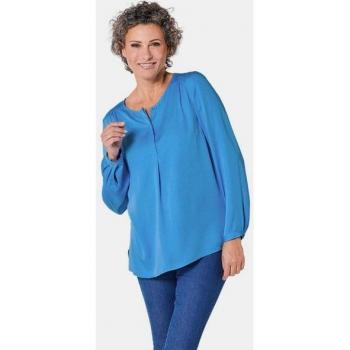 GOLDNER Schlupfbluse mit modischem Kragen – Blau, Größe 40