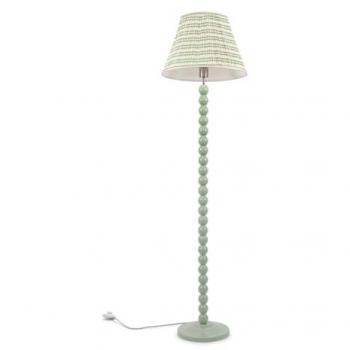 Sage Green Pleated Tapered Floor Lamp with Bobbin Stem