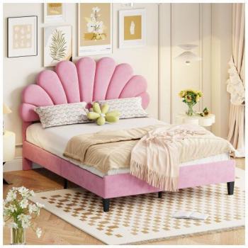 Letto Imbottito Con Testiera Fiore Rosa 140x200
