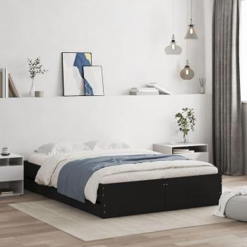Small Double Size Bed Frame with Drawers (Black, 120 x 190 cm, Vidaxl)