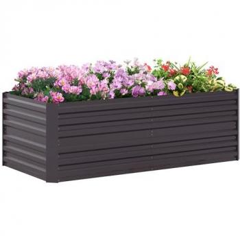 Outsunny Galvanised Steel Outdoor Raised Bed Dark Grey