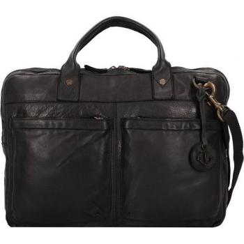 Harbour 2nd Black Leather Laptop Briefcase
