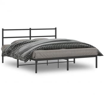 Meuble chambre lit double métal, tête noire – 150 × 200 cm