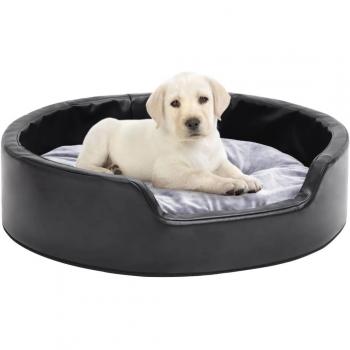VidaXL Dog Mattress in Black and Grey with Plush and Faux Leather, Measures 69x59x19 cm