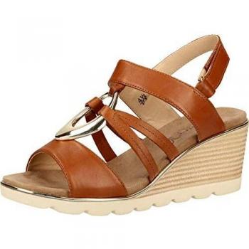 Freizeit‑Leger Sandale CAPRICE 28707‑24 – Frauenkeil, Cognac Nappa, Größe 5 UK