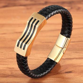 Modisches Männerarmband mit Leder und Magnet