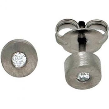 JOBO Ohrringe, Titanfarben mit 2 Diamanten