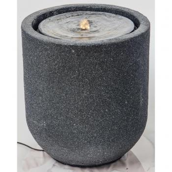 Heissner Terrassenbrunnen Zylinderform mit LED 41x41x45 cm Schwarz