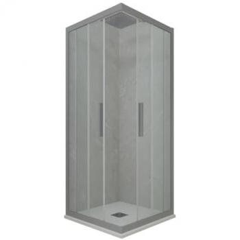 Mampara angular de ducha 75x80 cm con acabado en plata