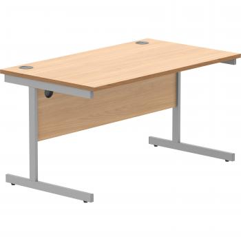Beech / Silver Cantilever Desk, Steel Frame, 1400×800 mm