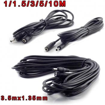 3.5mm x 1.35mm Male to Female Power Adapter Cable for CCTV and LED Lighting