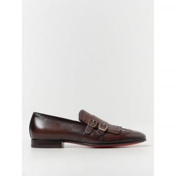 Pelle Frangiata Santoni Monk Strap Marrone 8½