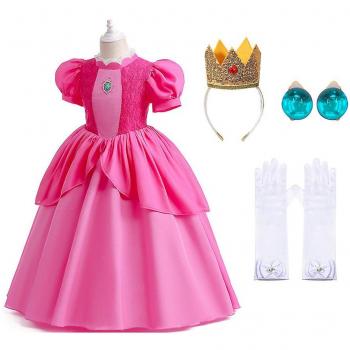 Darmowade Costume 4 pièces Princesse Peach Filles Cosplay Super Mario Bros