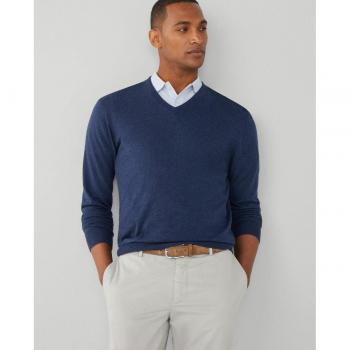Jersey de Cashmere para hombre con coderas y cuello pico