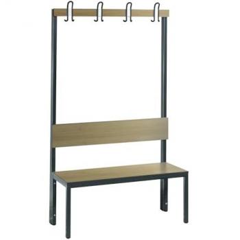 Panca per spogliatoi Basic Plus con schienale, 1000 mm, struttura nero-grigio, decorazione rovere sereno