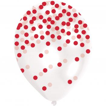 NEU Luftballon Konfetti transparent, Bunt, 6 Stk. Durchsichtig