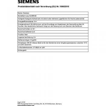 Siemens iQ100 KI20RV60 – 185 L Flachschanier, safetyGlass, A++ EcoPlus‑Kühlteil