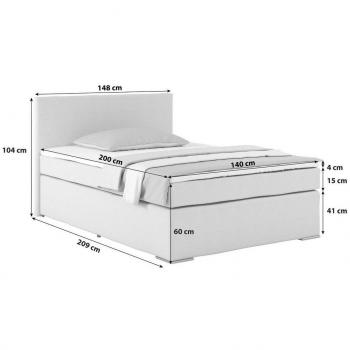 Postel Boxspring Nero 140×200, Světle Modrá, typ boxspring postele s matrací a úložným prostorem