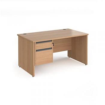 Office Desk Rectangular Desk 1400mm Beech Top with Pedestal 800mm Depth