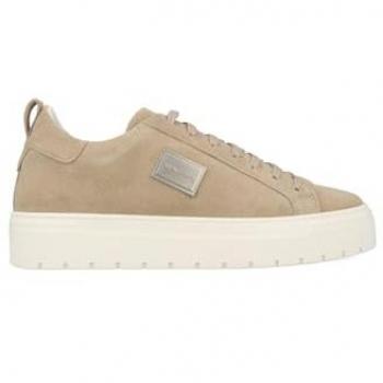 Premium Leather Low Top Sneaker mit Markennamen-Label, Camel, 40 (Männer)