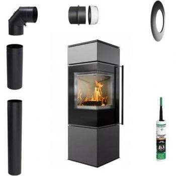 Koza Kratki Ren S/L 7 kW Stufa Camino Ø150 Kit Montaggio Completo