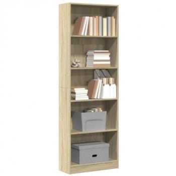 Día y Noche Estantería de madera de ingeniería roble Sonoma 60x24x176 cm