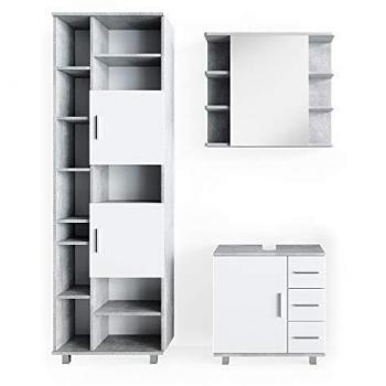 Calcestruzzo Ilias Set Mobili Bagno 3 Parti + Colonna Vicco