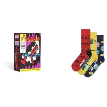 Happy Socks Calzini Crew Marvel Spider-Man Set di Regalo 3 Paia Violetto EU 41‑46