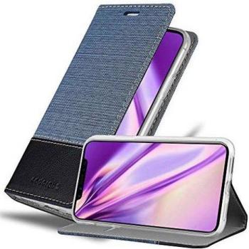 Cadorabo Cover con Funzione Stand per iPhone X / XS Blu Scuro