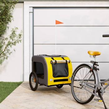 Remolque para mascotas de bicicleta hierro tela Oxford amarillo gris