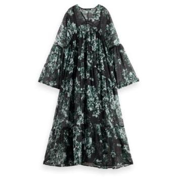 Scotch & Soda Vestito Lungo a Maniche con Print Groen 179580