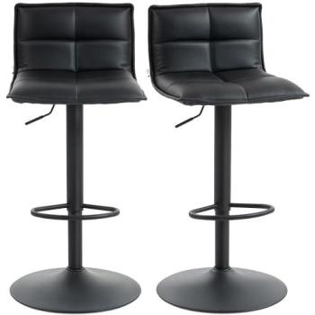 Swivel & Height Adjustable Black Bar Stools – Pair