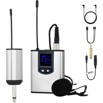 Micrófono NK-IG33008: Lavalier Inalámbrico con Pinza y Adaptador de Cámara, Plata/Negro