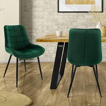 Set de 2 Sillas de Comedor Estilo Moderno con Asiento de Terciopelo