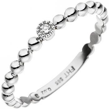 Weißgold Kugelring 585 mit Brillant für Damen Größe 50