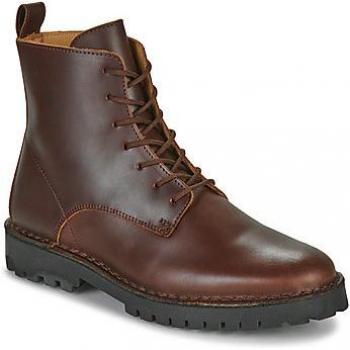Bottines Selected SLHRICKY CUIR À LACETS Marron