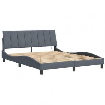 Cadre de lit LED gris foncé 160x200 cm en velours