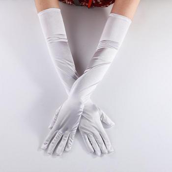Satin-Handschuhe für Hochzeiten in Lila und Schwarz