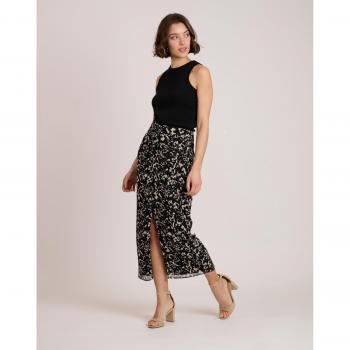 Falda larga con diseño irregular en color negro