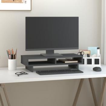 Support de moniteur en bois gris 60x27x14 cm