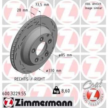 Zimmermann Hinterachse Bremsscheibe (rechts) – Modell 600.3229.55, für Porsche VAG