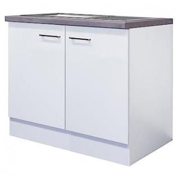 Flex-Well Spülenschrank »Kopenhagen«, 100 x 86 x 60 cm, inkl. Einbauspüle, Weiß matt / Beton grau
