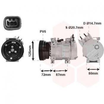 Compressor for air conditioning systems, model number 1300K429, from VAN WEZEL
