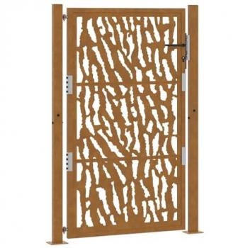 Cancello per Giardino 105x155 cm Acciaio Corten con Pattern a Linee