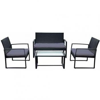 Oasi di Felicità – Kit Mobili Garden Majorque Nero, Cuscini Grigi