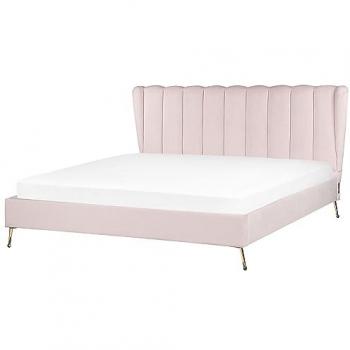 Samt Polsterbett Rosa 180 x 200 cm mit USB-Anschluss und elegantem Kopfteil