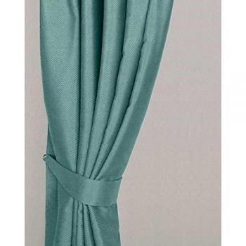 Pastel Blue Herringbone Chevron Curtain Tie Back Pair