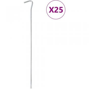 30 cm Galvanised Steel Tent Pegs 25 pcs Ø7 mm