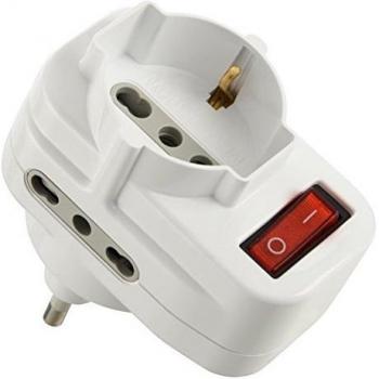 Adattatore triplo bianco con spina rotante